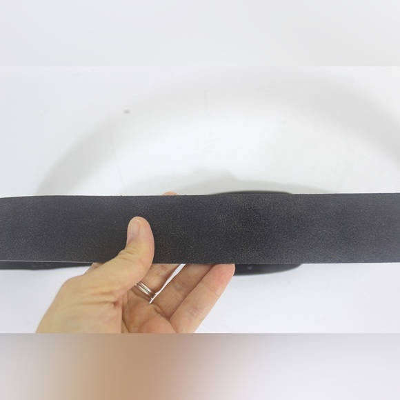 Distressed Black Leather Belt with Black Rhinestone Sparkly Large Buckle - Picture 10 of 10